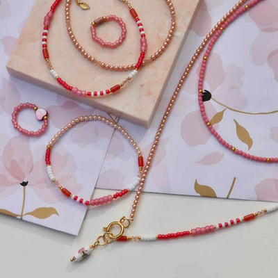 widaro halflange ketting white pink