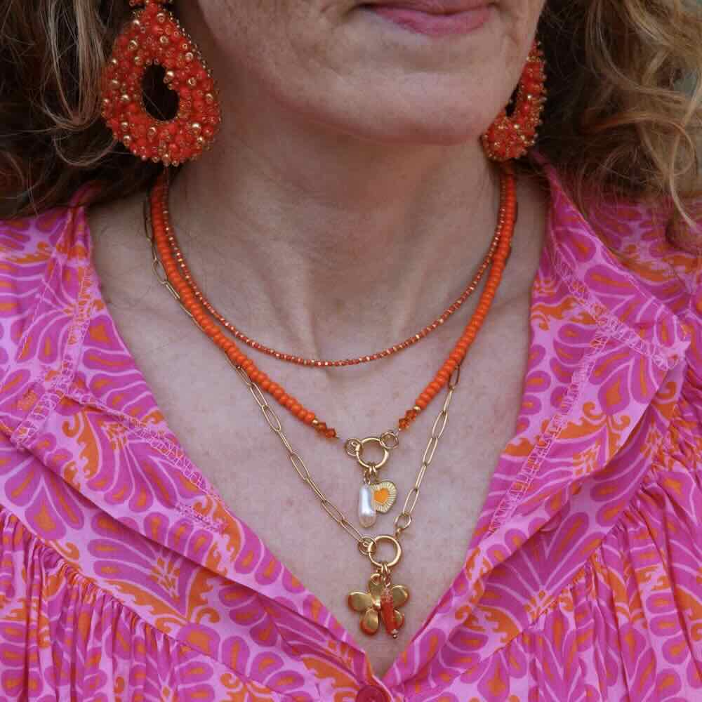 widaro ketting orange/red beads