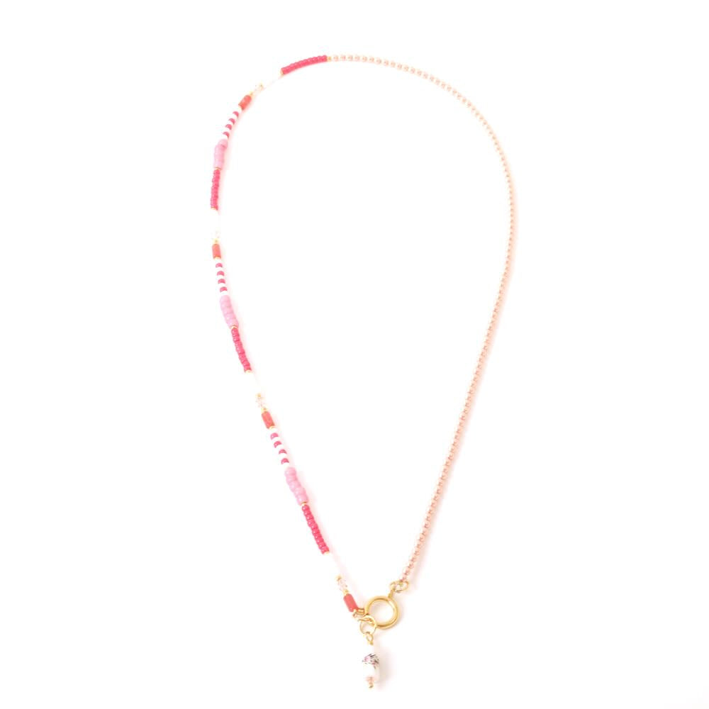 widaro halflange ketting white pink