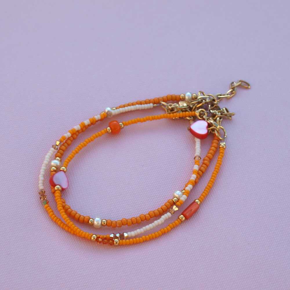 widaro enkelbandje orange barok pearls