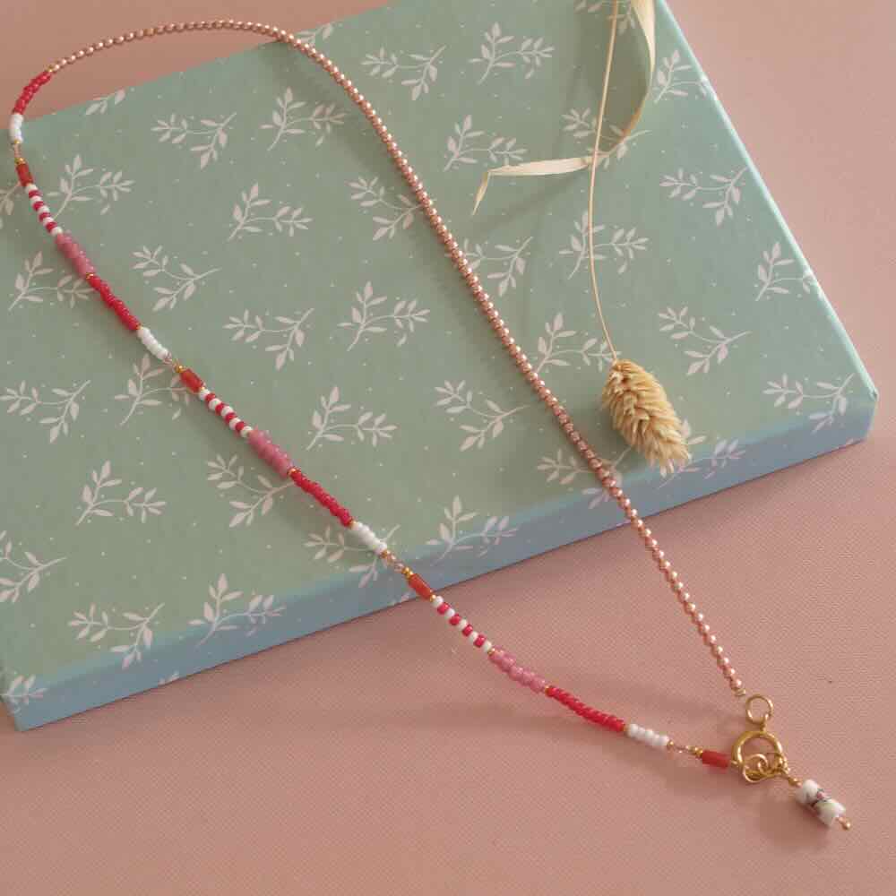 widaro halflange ketting white pink