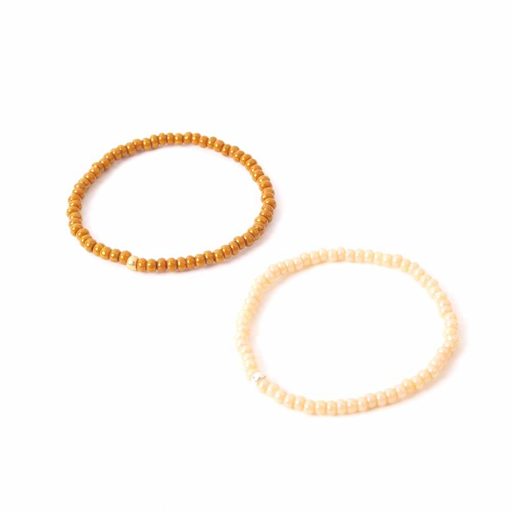 widaro armband cognac/ cream beads