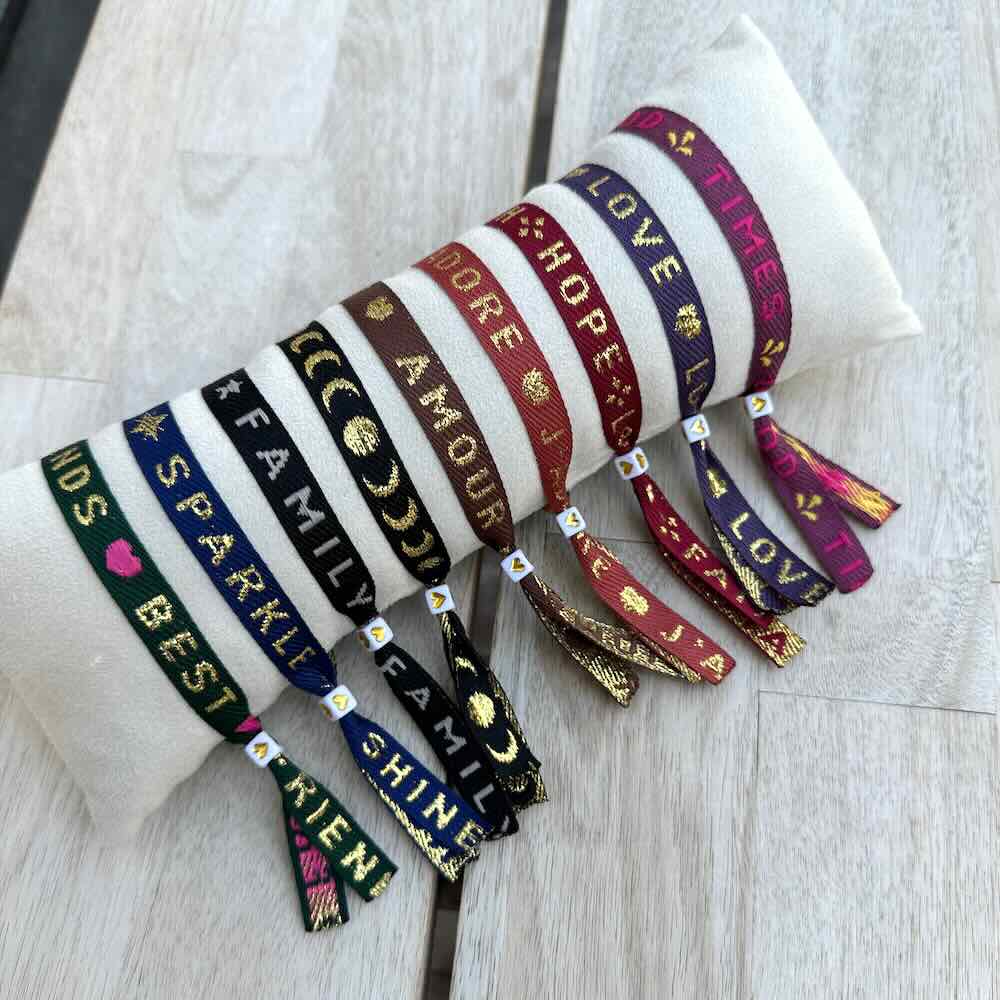 widaro tekstlint armbandjes sparkle (kies je lint)