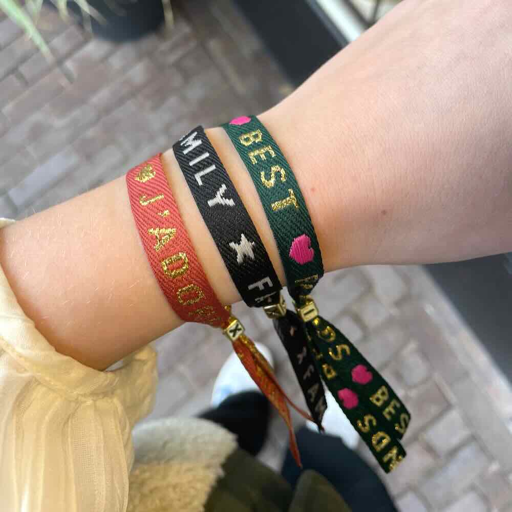 widaro tekstlint armbandjes sparkle (kies je lint)