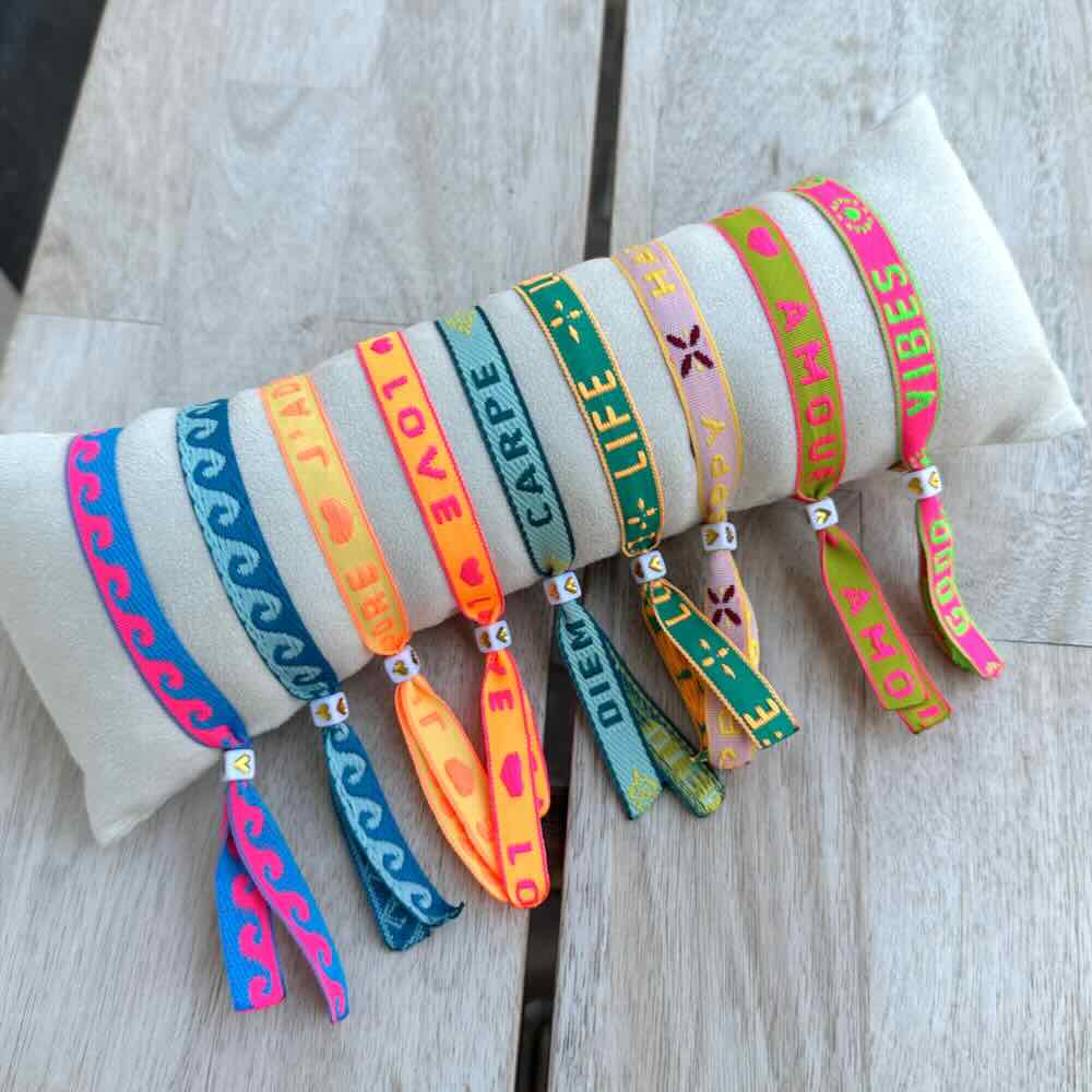 widaro lint armbandjes neon (kies je tekst)