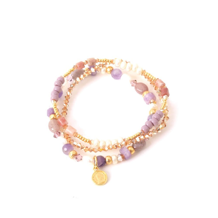 widaro armband/armbandsetje naturel purple