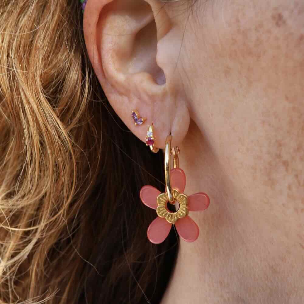 widaro oorbellen flower peach