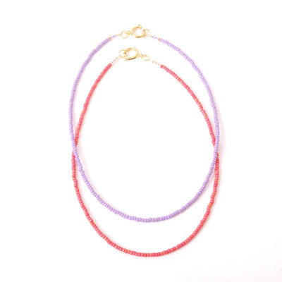 widaro ketting purple/matte pinkred small beads
