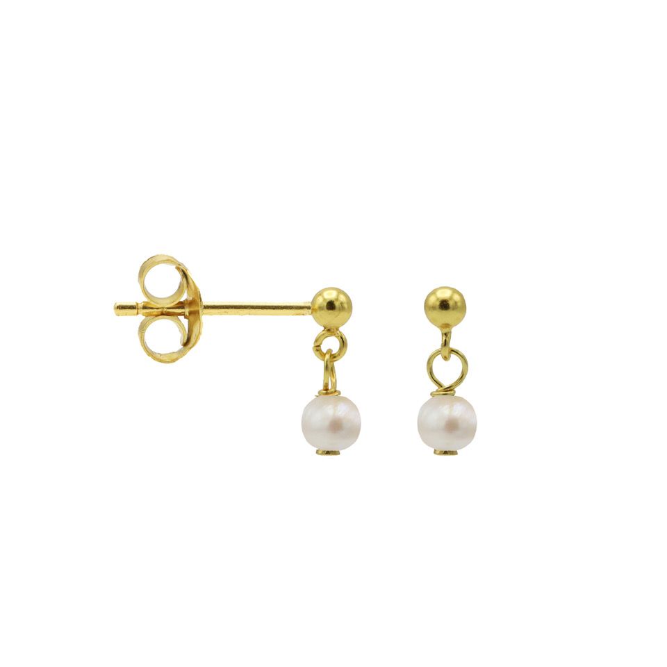 karma oorbellen hanging symbols pearl gold