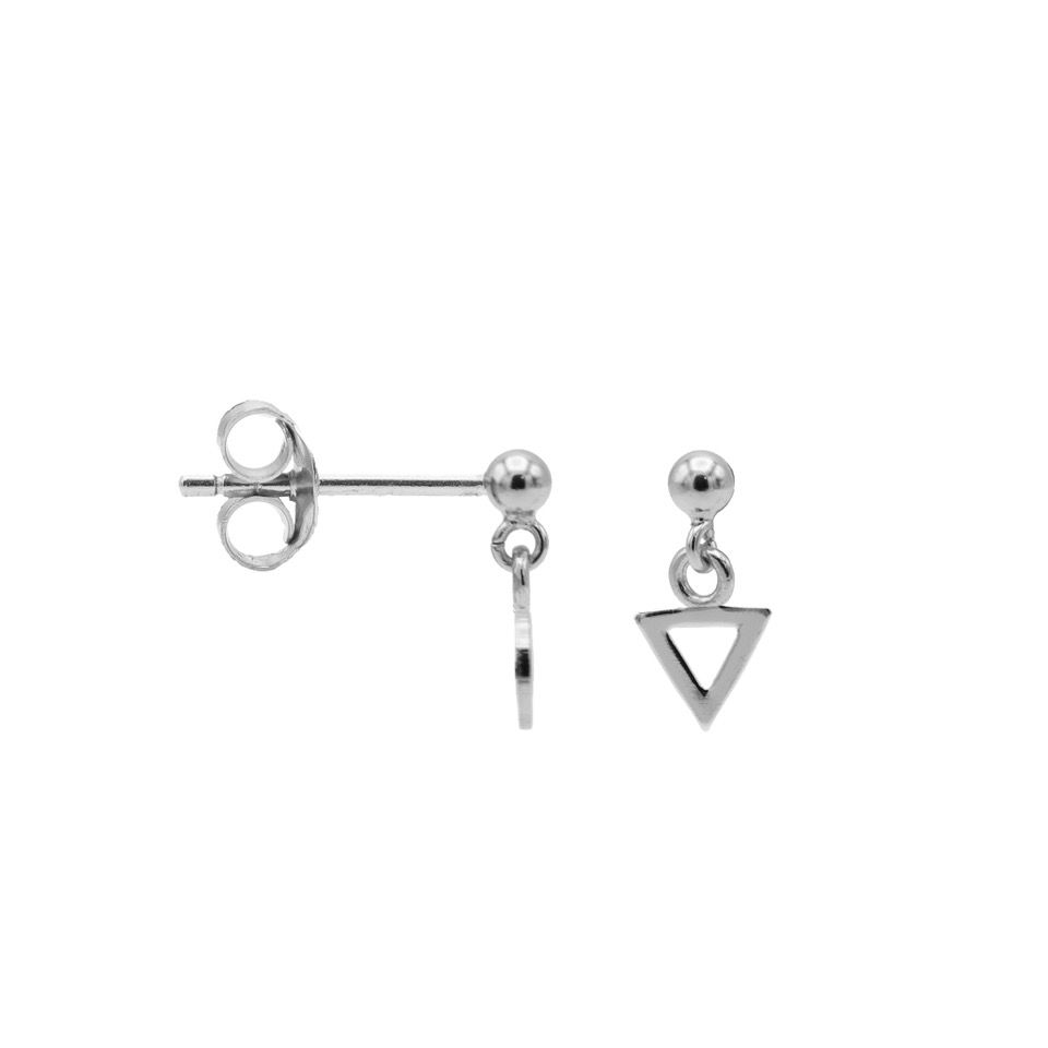 karma oorbellen hanging symbols open triangle silver